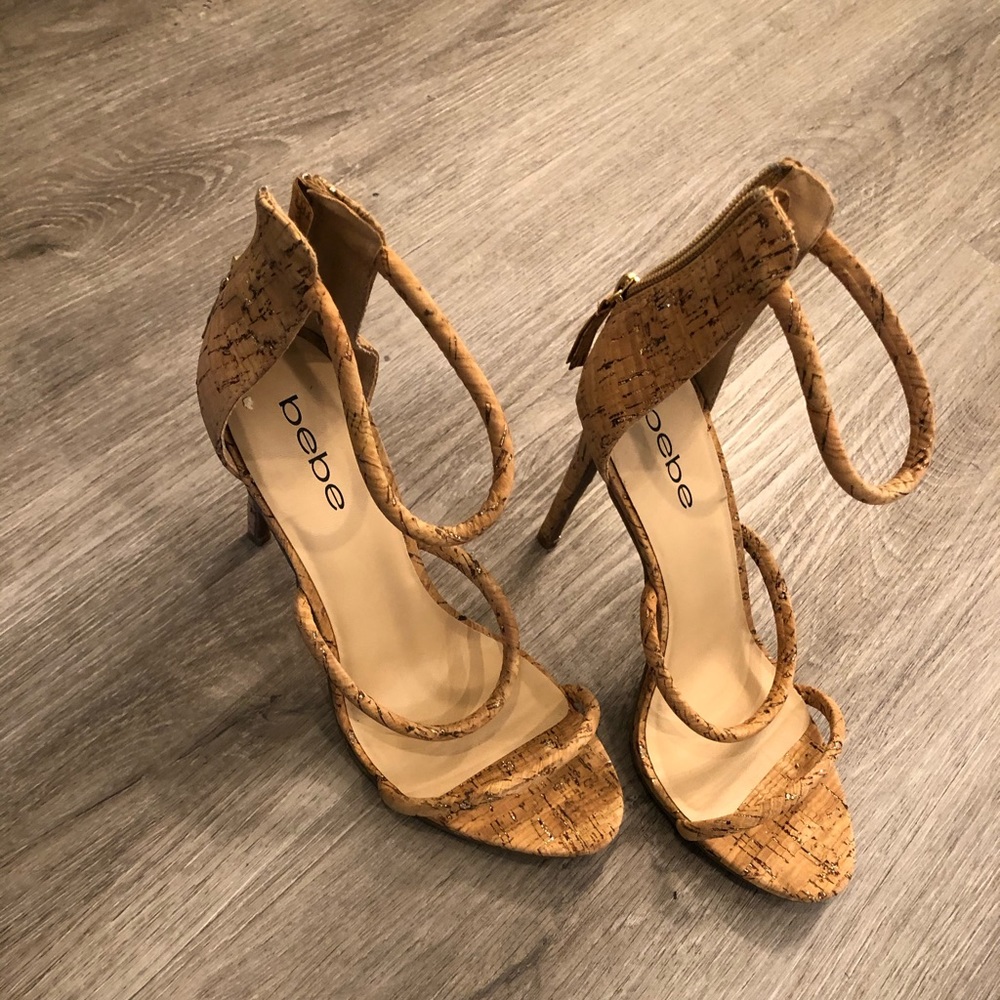 Bebe Cork Gold High Heels